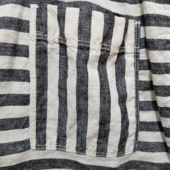 Broadway & Broome skirt 2 Striped Linen pencil railroad stripes pockets mini - Picture 3 of 15